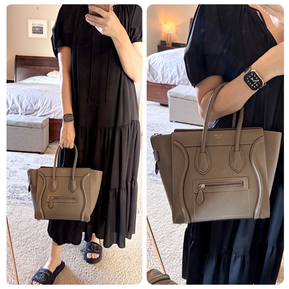 SOLD‼️Celine small luggage top handle satchel Gray taupe Leather Tote Bag - Picture 5 of 16
